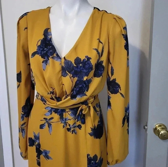 Chelsea28 Floral Yellow Print Faux Wrap Maxi Dress(S) - Picture 6 of 14